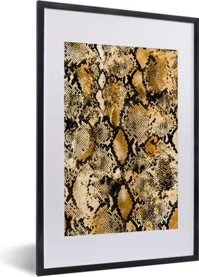 Produktbild von MuchoWow® Gerahmtes Poster Tierhaut - Schlange - Gold 40x60 cm - Poster mit Schwarzem Bilderrahmen Wandposter Rahmen Foto Bilder - Poster in Rahmen