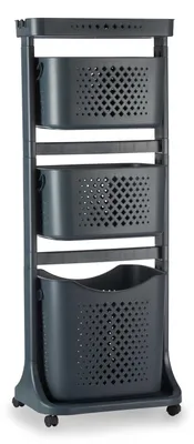 Zdjęcie produktu dla Plastikowy regał do garderoby z 3 koszami COMFY PLACES, 42 x 30 x 108 cm