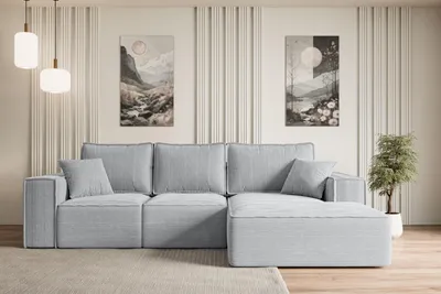 Produktbild von ALTDECOR Ecksofa mit Schlaffunktion und Bettkasten SERRA-L-S - 266x161x87 cm Grau - Corner Sofa Bett Eckcouch Couch L-Form Schlafcouch Ausziehbar Wohnlandschaft Schlafsofa Cauchsofa