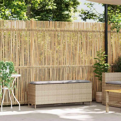 Obrázok produktu pre vidaXL Záhradná lavica s vankúšmi béžová 110x30x40,5 cm Polyratan
