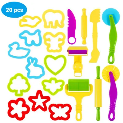 Produktbild von 20-teiliges DIY-Tonform-Modellierungsset aus Kunststoff, Spielteig-Werkzeug-Set für Kinder, Kinder, Geschenk