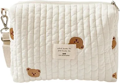 Imagen del producto de Bolsa de almacenamiento para bebés - Pañales y toallitas - Cuidado del bebé - Uso multifuncional - 26 x 19 cm - Blanco
