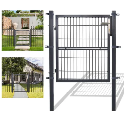 Produktbild von Jayseuw Gartentor Gartentür Zauntür Zauntor Gartenpforte Pforte Gartenzaun Tor verzinkter Stahl Hoftür Garten 100x100CM Anthrazit