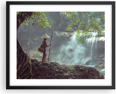 Produktbild von Gerahmtes Poster - Schwarzer Rahmen - Asien Junge Wasserfall - 50x40 cm - Wand Bild - Wanddeko - Wandbilder - Kunstposter - Wandposter - Bilderrahmen - Bilder - Kunstdruck - Wandbild - P2BAA50x40-4307