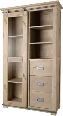 Immagine prodotto di MASSIVMOEBEL24 | vetrina in legno di Mango 100x45x175 sbiancato laccato RAILWAY #326