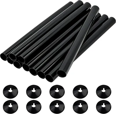 Productafbeelding van Zwarte buisafdekkingen, 10 stuks, 200 mm x 15 mm, voor radiatorenbuizen