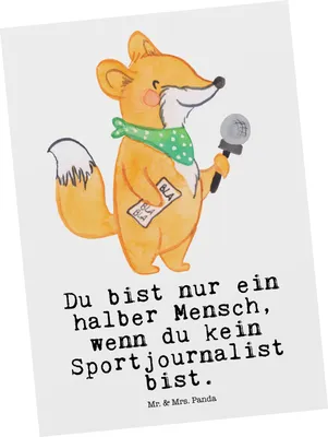 Produktbild von Mr. & Mrs. Panda Postkarte Sportjournalist Herz - Weiß - Geschenk, Ansichtskarte, Ausbildung, Fotokarte, Spruch, Witzig, Journalist, Lustig, Postkarten, Ansichtskarten