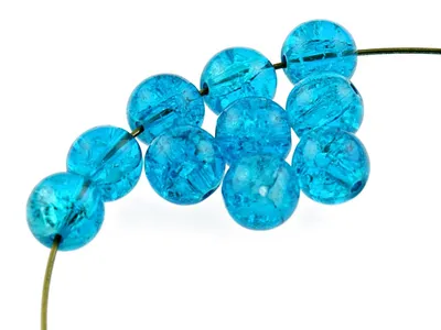 Produktbild von Vintageparts Crackle-Glasperlen Rund Türkis 12mm, 10 Stück