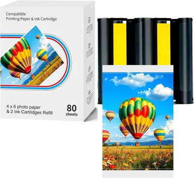 Produktbild von Fotopapier für M100/M200, 80 Blatt, 10x15 cm, 2 Farbbander, Thermosublimation, für Fotodruck
