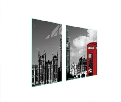 Image de Plaques de recouvrement pour cuisinière 2 pièces 90x52 Couverture de plaque vitrocéramique Planche à découper Londres Big Ben
