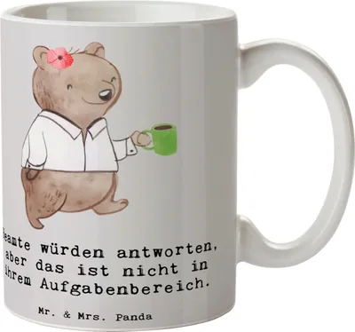 Produktbild von Mr. & Mrs. Panda Pott Beamtin Humor - Grau Pastell - Geschenk, Kaffeetasse, Aufmerksamkeit, Kaffeebecher, Lacher, Henkeltasse, Teepott, Geburtstag, Hingabe, Geschenktasse