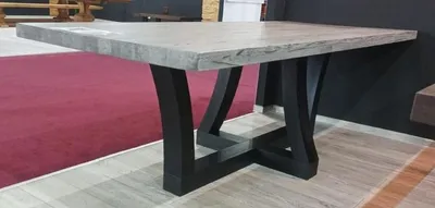 Produktbild von Casa Padrino Luxus Esstisch Grau / Schwarz 240 x 100 x H. 77 cm - Rechteckiger Küchentisch mit rustikaler Massivholz Tischplatte - Rustikale Esszimmer Möbel - Luxus Esszimmer Möbel
