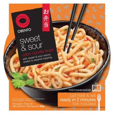 Imagen del producto de ¡Bowl de fideos udon Obento, sabor agridulce, 240g!