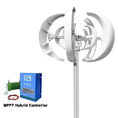 Productafbeelding van Verticale Windturbine - Windgenerator - Duurzame Energie - Stille Turbine - 5000W Vermogen - Glasvezelbladen