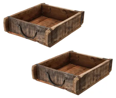 Zdjęcie produktu dla Novaliv 2x drewniana skrzynka w stylu vintage 30 x 25 x 8 cm – drewniana skrzynka o kształcie starej cegły, duża, uniwersalna, wykonana z drewna pochodzącego z recyklingu. Każdy egzemplarz jest unikatowy – skrzynka dekoracyjna w stylu vintage