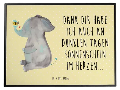 Produktbild von Mr. & Mrs. Panda Tischunterlage Elefant Biene - Gelb Pastell - Geschenk, Heiratsantrag, Liebe, schreibtischunterlagen, Liebesspruch, Schreibunterlage, Lustige Sprüche