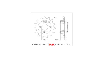 Produktbild von RK Antriebsritzel "4166" 520, Stahl 14 Zähne