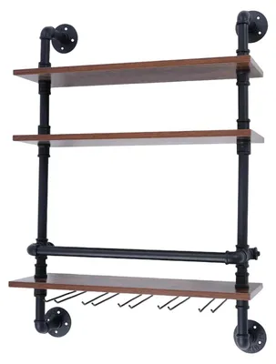Produktbild von Wand Weinregal - 3-stöckiges Weinflaschenregal - Wandmontage Flaschenhalter - Weinlagerung und Präsentation - Für Küche, Bar und Weinkeller