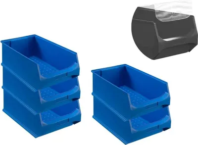 Produktbild von SparSet 5x Blaue Sichtlagerbox 5.0 mit Abdeckung | HxBxT 20x30x50cm | 21,8 Liter | Sichtlagerbehälter, Sichtlagerkasten, Sichtlagerkastensortiment, Sortierbehälter