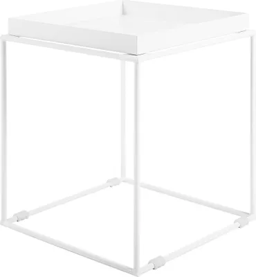 Produktbild von BELIANI Beistelltisch Weiß 40 x 40 cm Metall Pulverbeschichtet Quadratisch Minimalistisch Modern