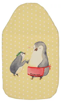 Produktbild von Mr. & Mrs. Panda Wärmekissen Pinguin mit Kind - Gelb Pastell - Geschenk, Plüsch Wärmflasche, Muttertag, Mama, Mutter, Wärmflaschen, Bettflasche, Familie, Vorbild