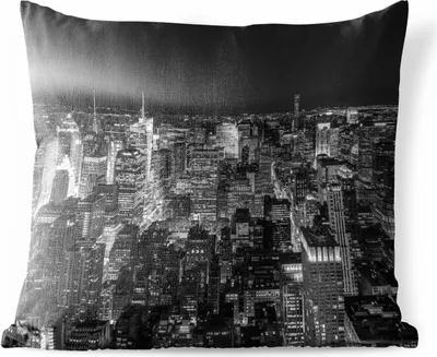 Produktbild von MuchoWow® Outdoor Kissen - New Yorker Skyline, schwarz und weiß - 50x50 cm - Wetterfest - Lounge Kissen - Komfortabel - Kissen mit Bild