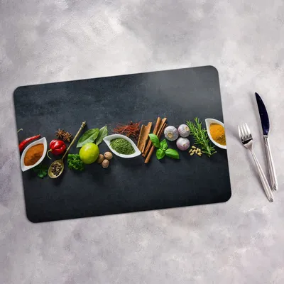 Produktbild von Tischset 6x45x30 cm Platzset Tischmatte Platzmatte Untersetzer - Gewürze Gemüse