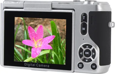 Obrázok produktu pre Digitálny fotoaparát 4K 64MP 180° výklopná obrazovka Viacero filtrov krásy Automatické zaostrovanie proti otrasom 16x zoom Bezzrkadlovka na selfie fotografie video Strieborná