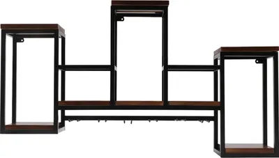 Produktbild von Wand-Weinregal - Flaschen- und Glashalter - Für Wein & Sekt - Küchen, Esszimmer, Bar Deko - Platzsparend - Schwarz