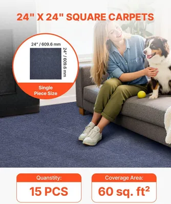 Immagine prodotto di Piastrelle di moquette 610x610 mm Confezione da 15 Tappeto adesivo grigio