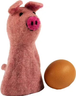 Produktbild von Filz Eierwärmer, Handgemachte Filzdekoration aus Nepal, Filztier - Schweinchen, Pink, Filz,Wolle, 14*7*7 cm, Filz Eierwärmer