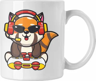 Produktbild von Trendation - Gaming Panda Tasse Kinder Geschenkidee für Jungs Mädchen Lustige Grafik Gaming Jungen Gamer (Weiß)
