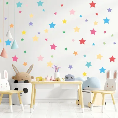 Produktbild von Wandsticker Sterne, Glow in the Dark, Set von 50, Selbstklebend, Mehrfarbig