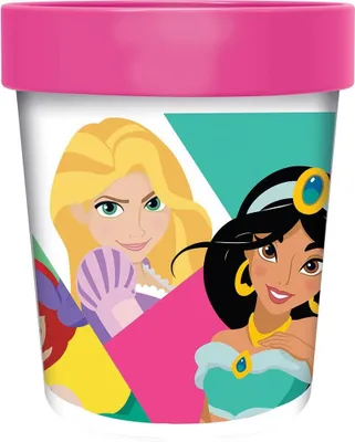 Produktbild von Tataway Disney Rosa Kunststoffbecher für Mädchen Prinzessinnen Jasmin Rapunzel Belle Schneewittchen Arielle Aschenputtel Dornröschen 260 ml mit rutschfestem Boden