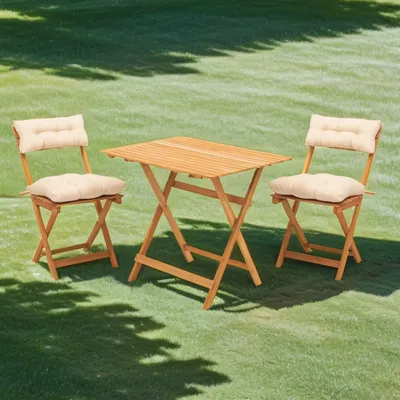 Immagine prodotto di Dmora set Tavolo e Sedie Nazzano Marrone Crema, 2 Posti Dimensione Seduta 40x30h81 cm