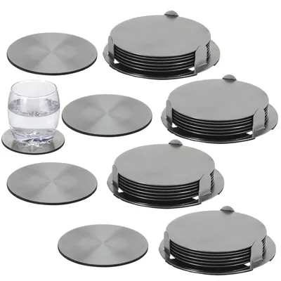 Produktbild von 28 tlg. Edelstahl Untersetzer Set Glasuntersetzer Ø 10 cm Tassenuntersetzer Inkl. Halterung Tischuntersetzer für Getränke