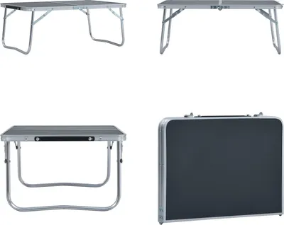 Produktbild von vidaXL Klappbarer Campingtisch Grau Aluminium 60 x 40 cm - Camping-Tisch - Camping-Tische - Campingtisch - Campingtische