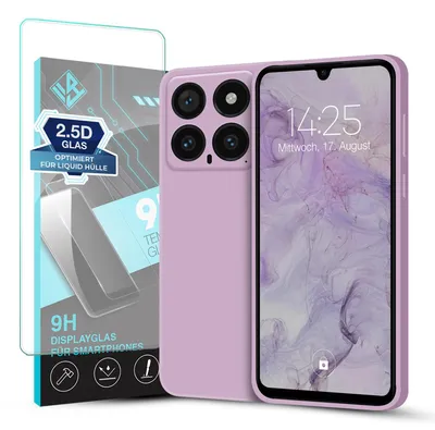 Produktbild von Hülle für Xiaomi 14 Pro mit 9H Displayglas Displayschutz Case Cover Bumper Smartphone Softgrip Schutzhülle Farbe: Lila