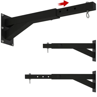 Immagine prodotto di Supporto a parete per sacco da boxe, regolabile | Colore: nero | Dimensioni: 12x45-65x20 cm