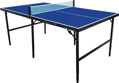Produktbild von Cougar Tischtennisplatte Midi 1800 Klappbar in Blau | Indoor klappbarer & tragbarer Tischtennistisch | Pingpongtisch inkl. Bälle, Schläger & Netz |