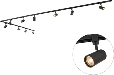 Produktbild von QAZQA - Modern Smartes Schienensystem I Spotlight I Deckenspot I Deckenstrahler I Strahler schwarz 1-phasig 10-Licht inkl. WiFi GU10 - Iconic Jeana I Wohnzimmer I Schlafzimmer - Aluminium Länglich - L