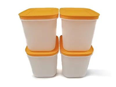 Produktbild von TUPPERWARE Gefrier-Behälter (4) 1,1 L weiß-gelb hoch Eis-Kristall