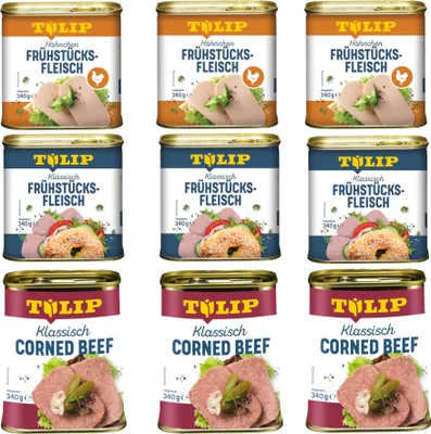Produktbild von TULIP Bundle Corned Beef Schwein Hähnchen Frühstücksfleisch Delikatesse 9x 340g