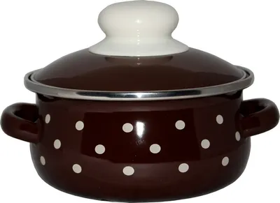 Obrázek produktu pro Kastrol s poklicí hnědý, puntík 12cm 0,8lt