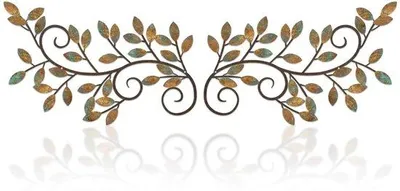 Produktbild von Unyqoos® Set – 2 Metall-Wanddekorationen mit Zweigen, 100% verzinkter Stahl, 38×21 cm, für Innen & Außen
