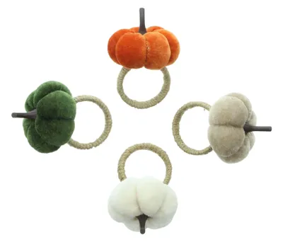 Produktbild von Serviettenring Kürbis 4er Set, Textil Jute, Ø 5 cm