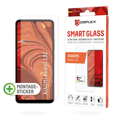 Produktbild von Displex Smart Glass (9H) für Xiaomi Redmi 13C, Montagesticker, unzerbrechlich, Xiaomi, 13C, Trockene Anwendung, Staubresistent, Schlagfest, Kratzresistent, Schockresistent, Transparent, 1 Stück(e)