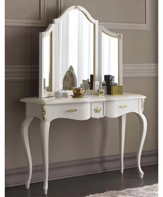 Produktbild von Casa Padrino Luxus Barock Konsole mit Spiegel Weiß / Gold - Italy