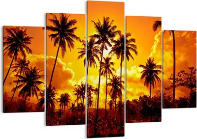 Produktbild von Bild auf Leinwand - Leinwandbild - Palmen Bäume Sonne - 150x100cm - Wand Bild - Wanddeko - Leinwanddruck - Bilder - Kunstdruck - Wanddekoration - Leinwand bilder - Wandkunst - EA150x100-0187