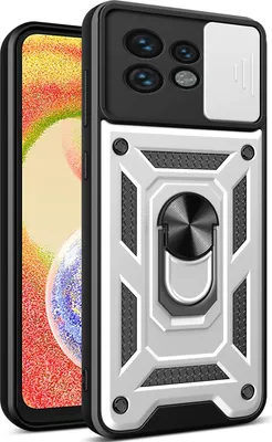 Produktbild von Hülle für Motorola Edge 40 Pro mit Ring Ständer Halter Dia Kameraschutz TPU PC Hybrid Handyhülle Silber